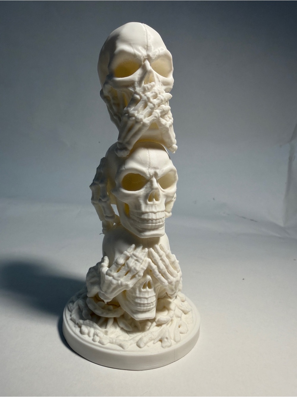 White Stacked Skull Sculpture - Decorative Home Art